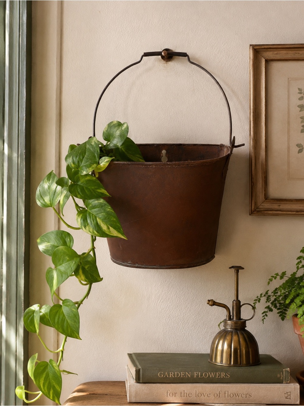 Vintage Rustic Wall-Mounted Metal Planter